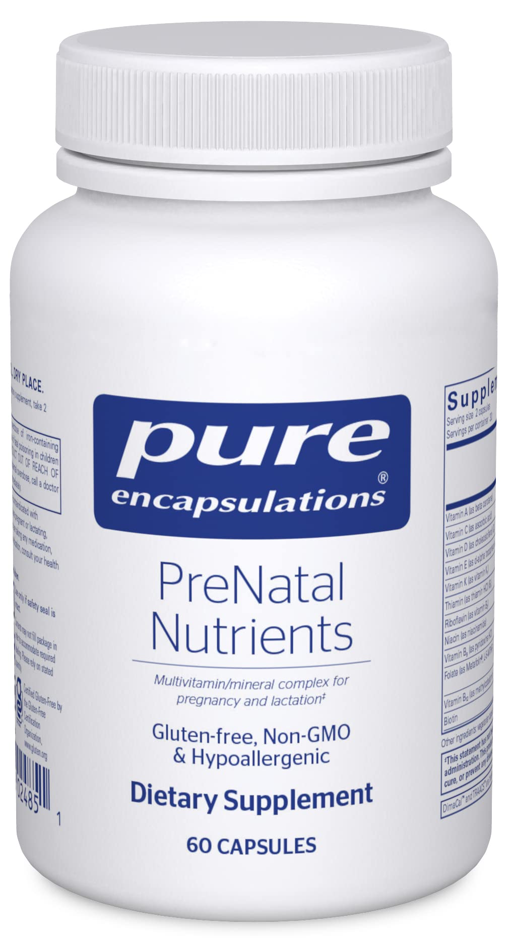 Pure Encapsulations PreNatal Nutrients - for Pregnancy & Lactation - Aids Energy & DNA Development* - with Folate, Choline & Iron - Gluten Free & Non-GMO - 120 Capsules