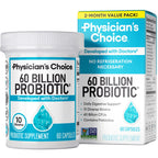 Physician's CHOICE Probiotics 60 Billion CFU - 10 Strains + Organic Prebiotics - Immune, Digestive & Gut Health - Supports Occasional Constipation, Diarrhea, Gas & Bloating - for Women & Men - 60ct
