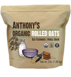 Anthony's Organic Rolled Oats, 3 lb, Gluten Free, Non GMO, Old Fashioned, Whole Grain